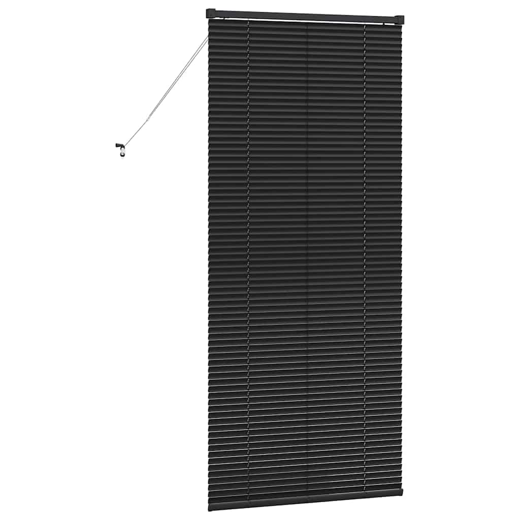 Window Blind with Curtains Manual Black Aluminium